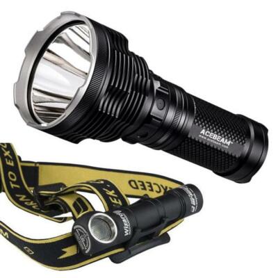 Search & Rescue Combo: Acebeam K70 Long Throw 1300 meter Flashlight & Armytek Wi