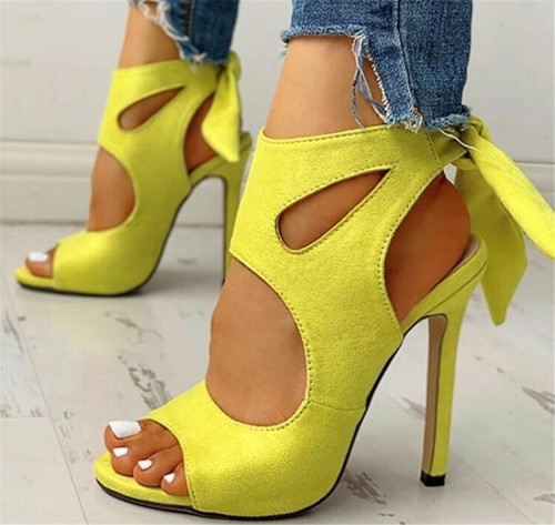 yellow peep toe sandals