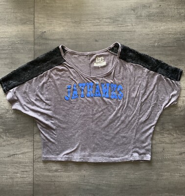 Kansas Jayhawk Juniors Size L Lace Sleeve Crop