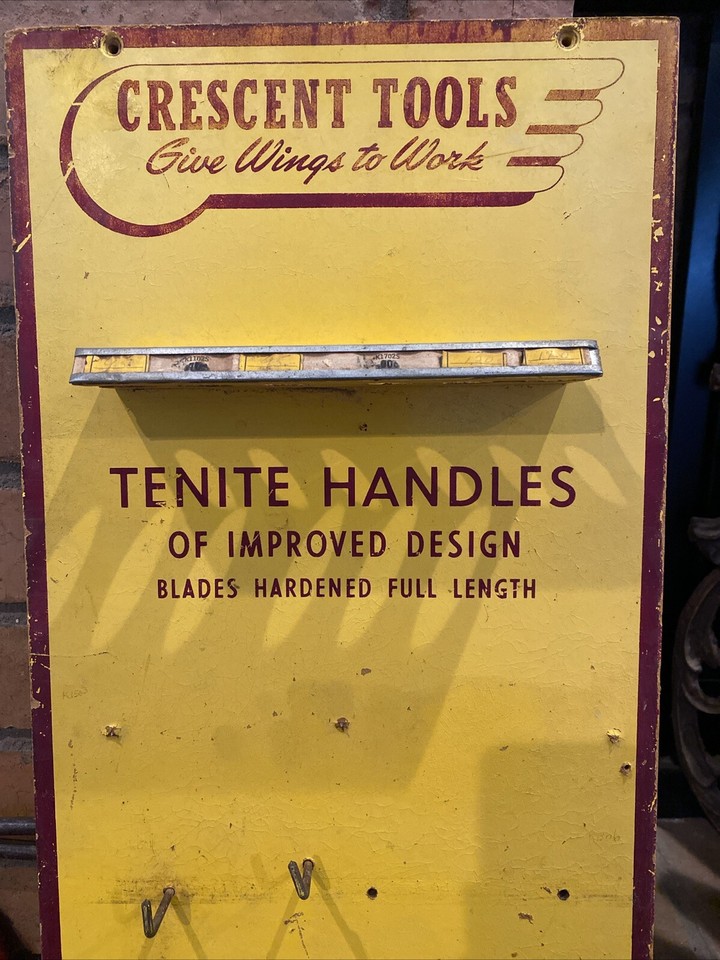 Vintage Crescent Tools Give Wings to Work Advertising Disp. Board