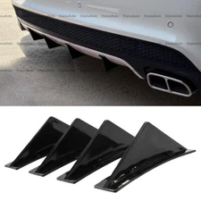 For Lincoln MKZ Rear Bumper Lip Spoiler Splitter Shark Fin Diffuser Black