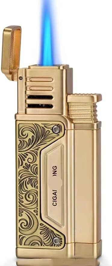 Gas Fillable Lighter, Windproof Blue Flame, Hidden Cigar Drill, New