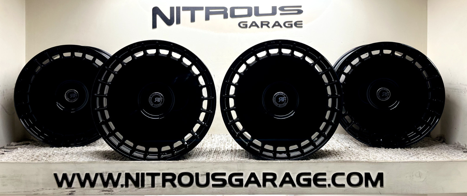 22 GLOSS BLACK CONCAVE STAGGER RF30 WHEELS FIT BENTLEY FLYING SPUR SEDAN 03-18
