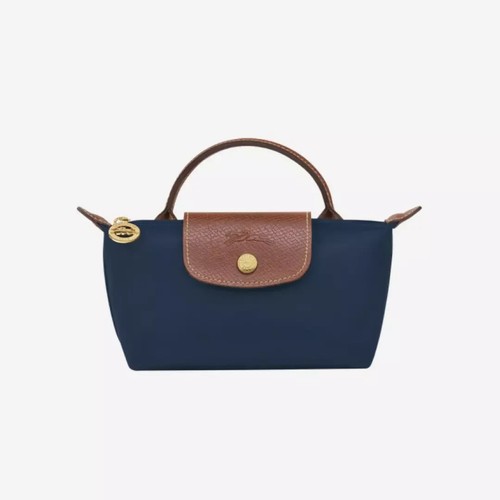 Longchamp Le Pliage Original Handle Pouch Navy Blue Nylon Cosmetic Bag