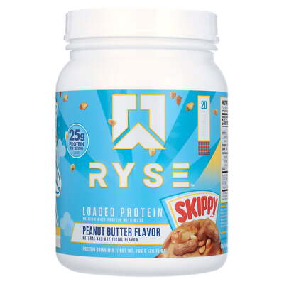 RYSE Loaded Protein Powder, Skippy Peanut Butter, 20 Servings Highly Digestible