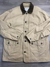 Orvis Jacket Mens Xl Brown Chore Barn Coat Canvas Quilt Lined Corduroy Collar