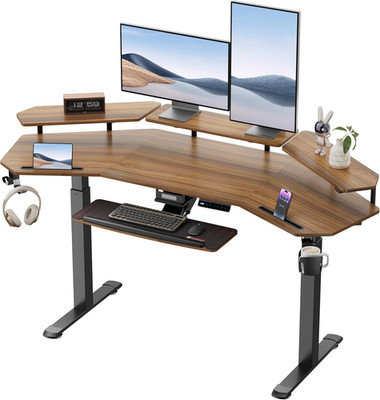 Standing Desk Adjustable Height, Computer Desk W Keyboard Tray 72'' Gaming Music 