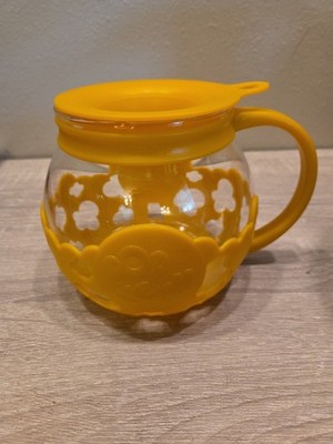 Ecolution Micro-Pop Glass Microwave Popcorn Popper 1.5 Qt Yellow Silicone Lid