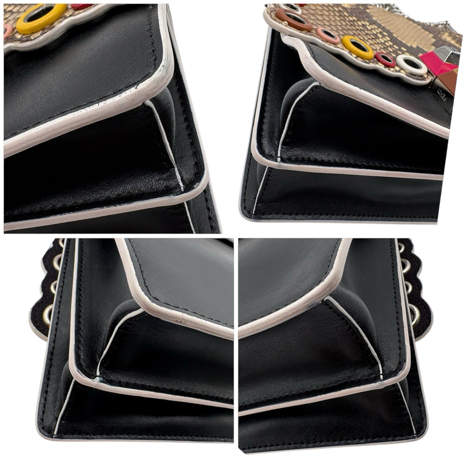 Fendi KanI Bag PYTHON Leather multicolor Chain St… - image 7