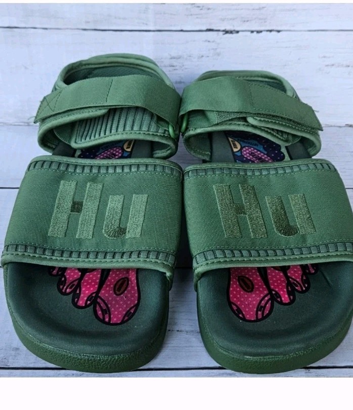 Pharrell x adidas Adilette 2.0 Sandals Hu Tribe Green Mesh Band Sz  8 Streetwear Adidas x Pharrell Williams Adilette 2.0  main image 3