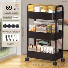 3 Tier Storage Trolley Cart on Wheels Kitchen Bathroom Laundry Narrow Space Rack