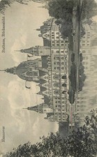 Historical postcard Hanover City Hall rear view architecture Lower Saxony
