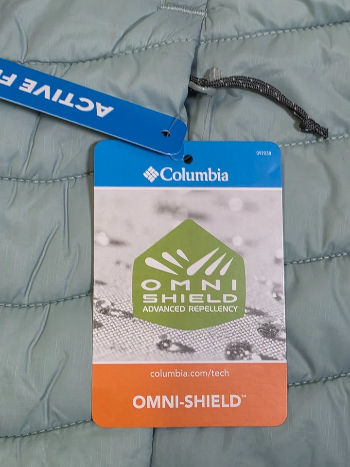 Columbia Powder Pass Hooded Jacket Men’s XL Blue Yellow Omni-Shield New - Image 3 of 4