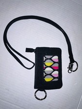 Vera Bradley Zip ID Case and Lanyard Set Classic Black Badge Holder School Work