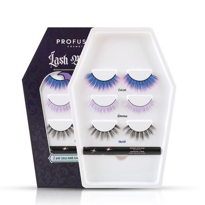 Profusion Cosmetics Lash Madness 3 Pair Faux Mink Lash Set with Adhesive Liner
