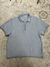 Marine Layer Bryce Zip Sweater Polo Shirt Mens XXL Blue Knit Merino Wool