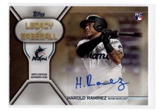 2019 Topps Baseball Harold Ramirez Legacy of Baseball Gold Auto /50 - #LBA-HRA