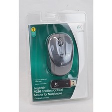Logitech V220 Computer Wireless USB Cordless Optical Mouse for Notebooks Black