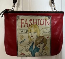 Brighton Womens Small Red Leather Crossbody B...