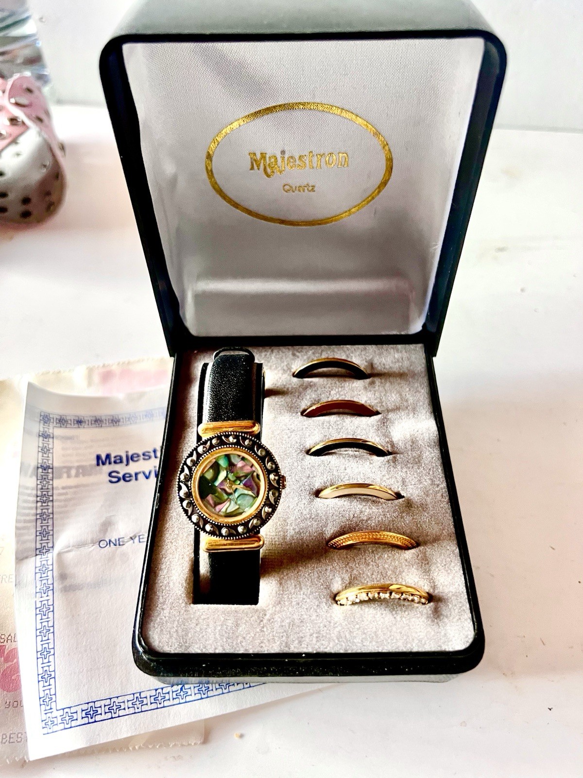 MAJESTRON Abalone Interchangeable Bezel Watch Box… - image 2