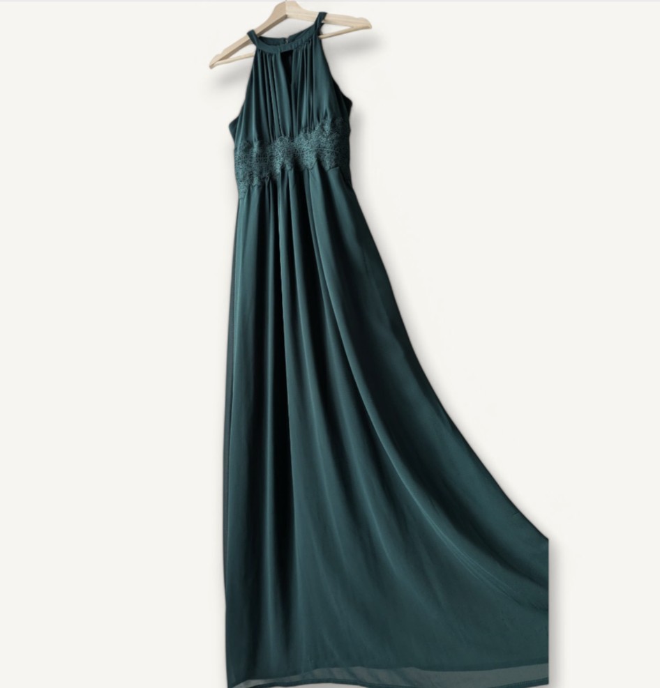 Vila Long forest green occasion dress | Size UK 8 | eBay UK