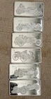 Six (6) Antique Car .925 Sterling Silver Bars Franklin Mint