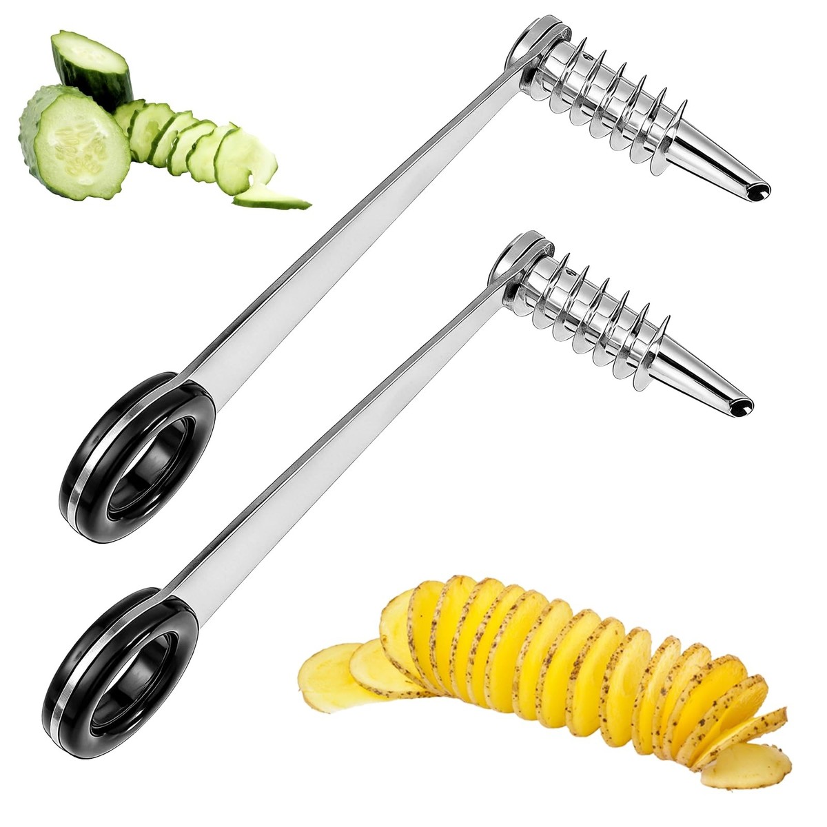 1枚9円 切り抜き POTATO 2 Pcs Spiral Potato Cutter, Piranha Spiral Knife Kitchen