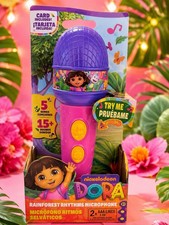 Nickelodeon Dora Rainforest Rhythms Microphone Toy, 5 Songs, 15 Sounds, Card