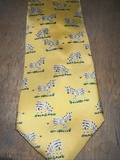 ALYNN NECKWEAR MADE IN U.S.A. YELLOW Zebra Animal TIE - Silk Tie