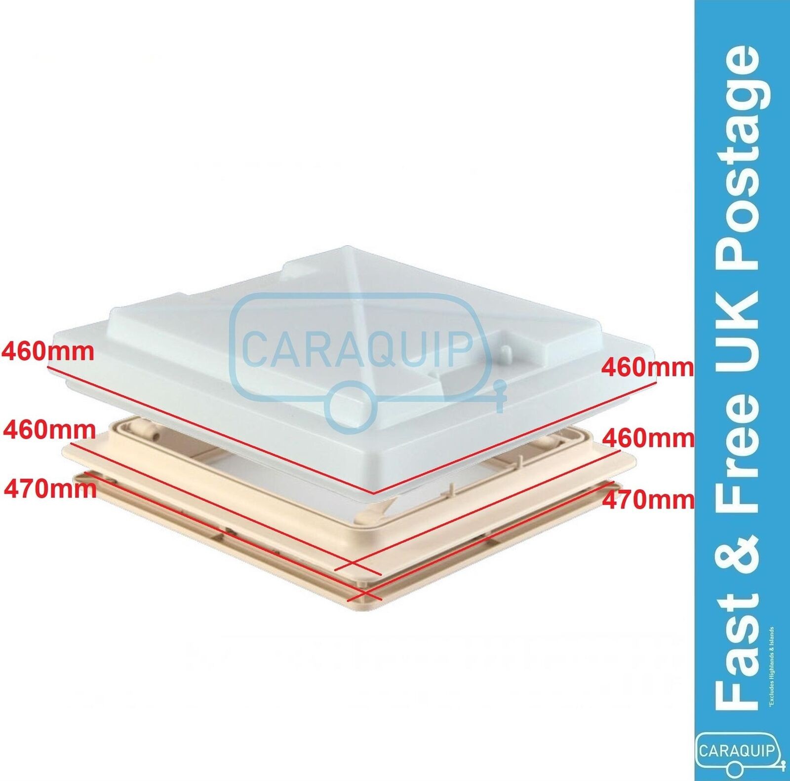 MPK Motorhome Rooflight Vent 400 x 400 Skylight Flynet White Campervan - 900041