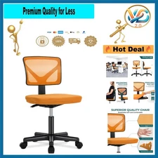 Orange Armless Office Chair – Mesh Back, Adjustable, Swivel, Lightweight