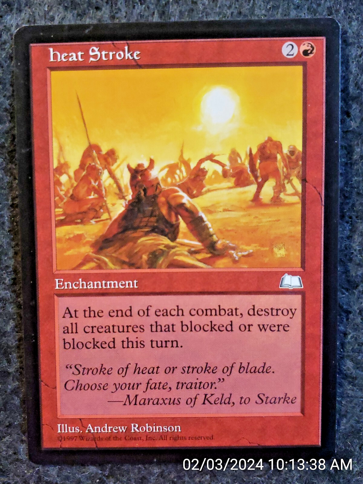 MTG   Heat Stroke  Weatherlight (1997) NM/M  NEVER PLAYED Rare CARD.   (DS3D1D2)