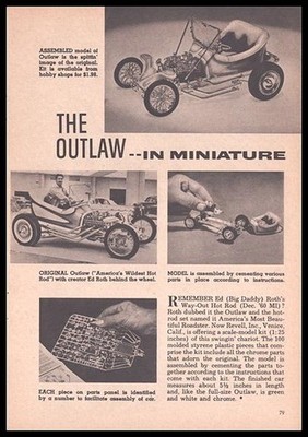 Big Daddy Ed Roth's Outlaw Revell Model Kit 1963 vintage print AD