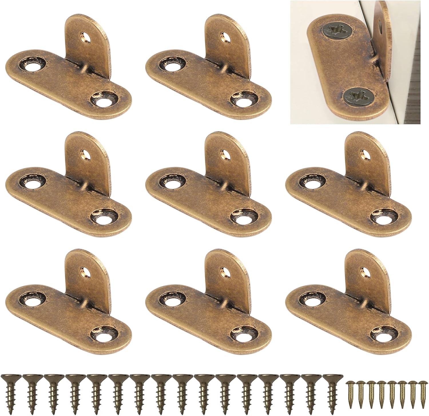 Corner Braces, 8Pcs Right Angle Brackets Corner Brace T-Shaped Brass Bracket Fa