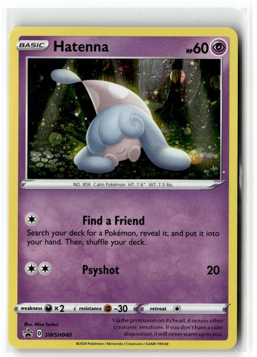 Pokemon Sword & Shield Promo Hatenna SWSH040 Holo Promo Near Mint + Free Gift
