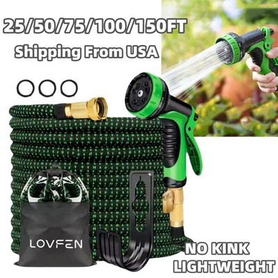 Expandable Garden Hose 25-150FT Flexible Water Hose w/ Spray Nozzle 10 Function