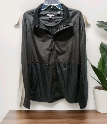 Antigua Size L Zip Front Golf Sporty Active Lite Jacket Black w/ Zip Pockets 