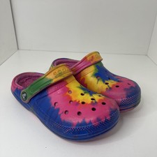 Crocs Classic Pink Tie-Dye Lined Clogs Slip On Shoes Men's 4 Women's 6