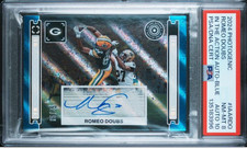 2024 Panini Photogenic Romeo Doubs In the Action Auto Blue /25 PSA 8 AUTO 10
