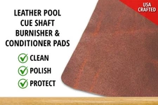 Handcrafted Water Buffalo Leather Pool Cue Shaft 6"x4.5" Conditioning Pad (1pk)