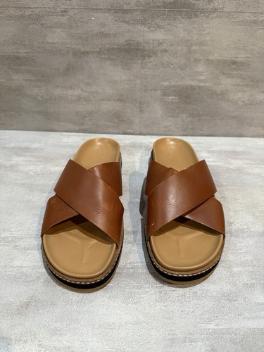 Madewell Dayna Lugsole Slide Sandals Brown Leather Womens Size 9