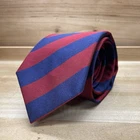 Ben Silver Charleston Color Block Red Navy XL Silk Stripe Tie 62.5" x 3.5" USA