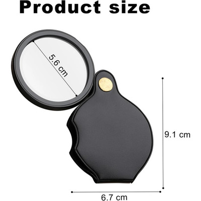 Mini magnifying glass, pocket magnifier, 10x reading magnifier, foldable, portab