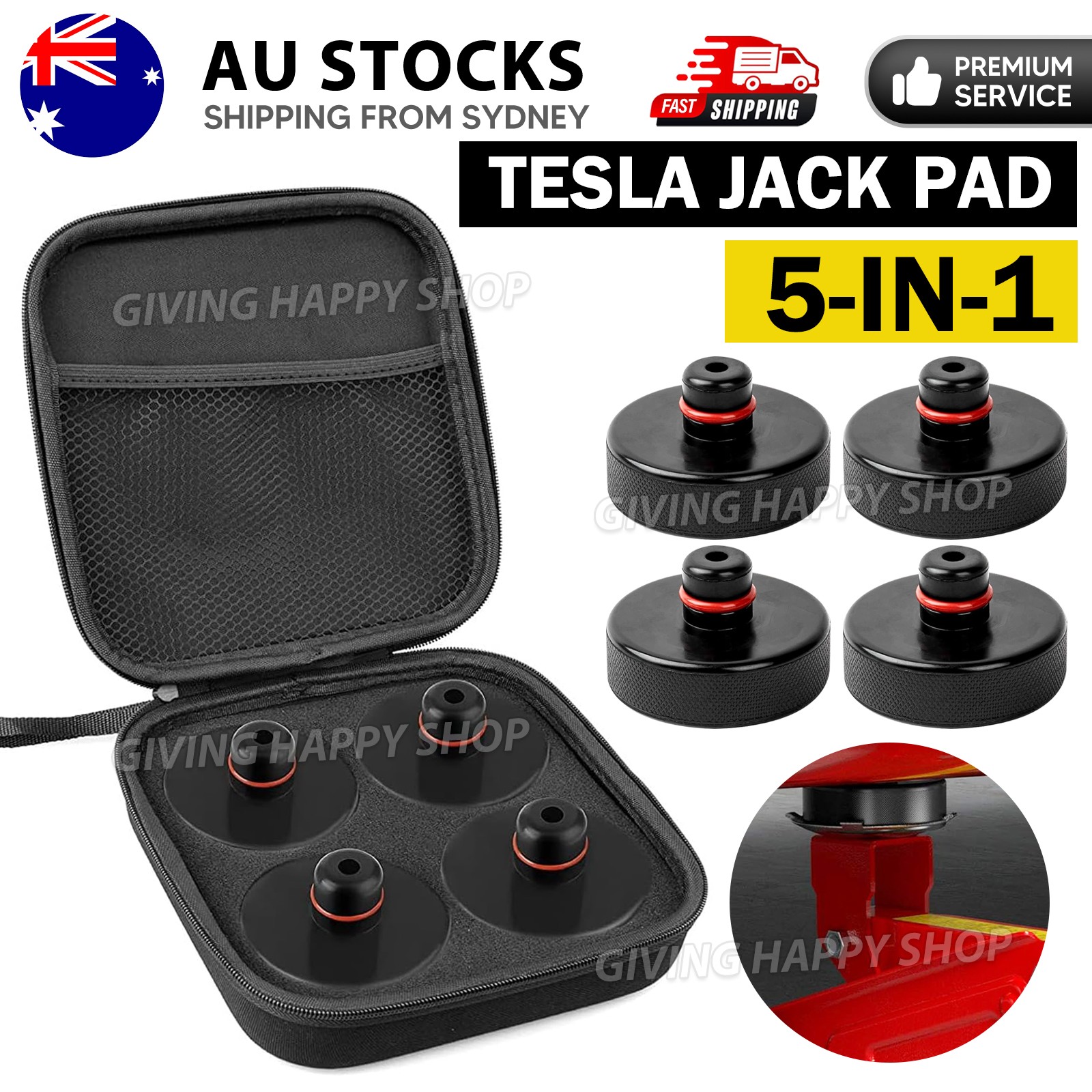 Lifting Jack Pad 4 Pucks with a Storage Case Accessories for Tesla Model 3/S/X/Y