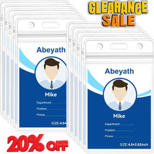 10 Pack Extra Thick ID Card Name Badge Holder Heavy Duty Waterproof Clear Plasti