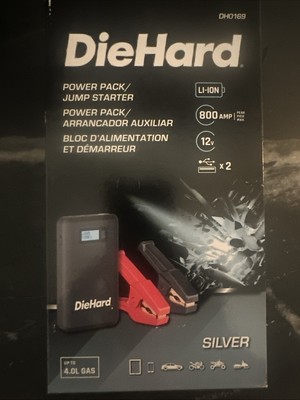 DieHard Silver 800 Amp Lithium Jump Starter & Power Pack DH0169 Safe Smart Clamp