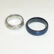 2 Tungsten carbide rings King Will Triton 13 7.5 jewelry lot