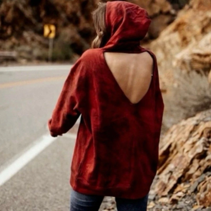 Hudson New Womens Tie Dye Cut Out Back Pullover Sweatshirt Hoodie Red Size Small