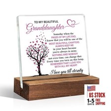To My Beautiful Granddaughter Acrylic Sign with Wooden Stand, Pink