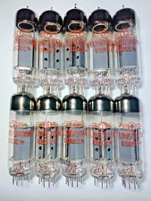 10 PCS Little used  Tungsram E80CC   TUBES, Red numbered, O-GETTER  SAME CODE